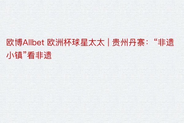 欧博Allbet 欧洲杯球星太太 | 贵州丹寨：“非遗小镇”看非遗