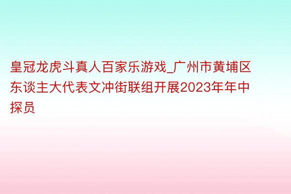 皇冠龙虎斗真人百家乐游戏_广州市黄埔区东谈主大代表文冲街联组开展2023年年中探员