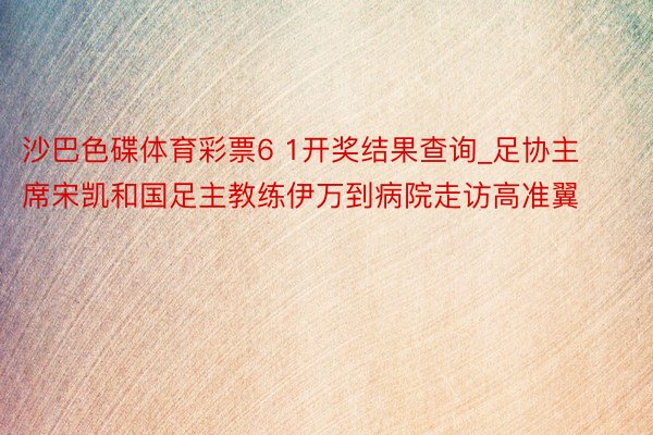 沙巴色碟体育彩票6 1开奖结果查询_足协主席宋凯和国足主教练伊万到病院走访高准翼