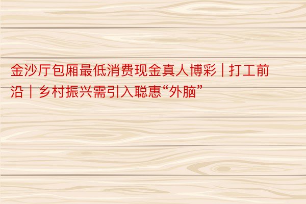 金沙厅包厢最低消费现金真人博彩 | 打工前沿｜乡村振兴需引入聪惠“外脑”