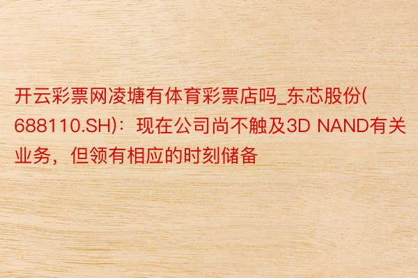 开云彩票网凌塘有体育彩票店吗_东芯股份(688110.SH)：现在公司尚不触及3D NAND有关业务，但领有相应的时刻储备